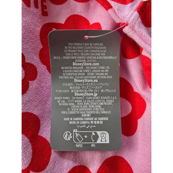 Disney Minnie Mouse Pink Crewneck Sweatshirt With Red Floral Print Large NWT New - Picture 5 of 9